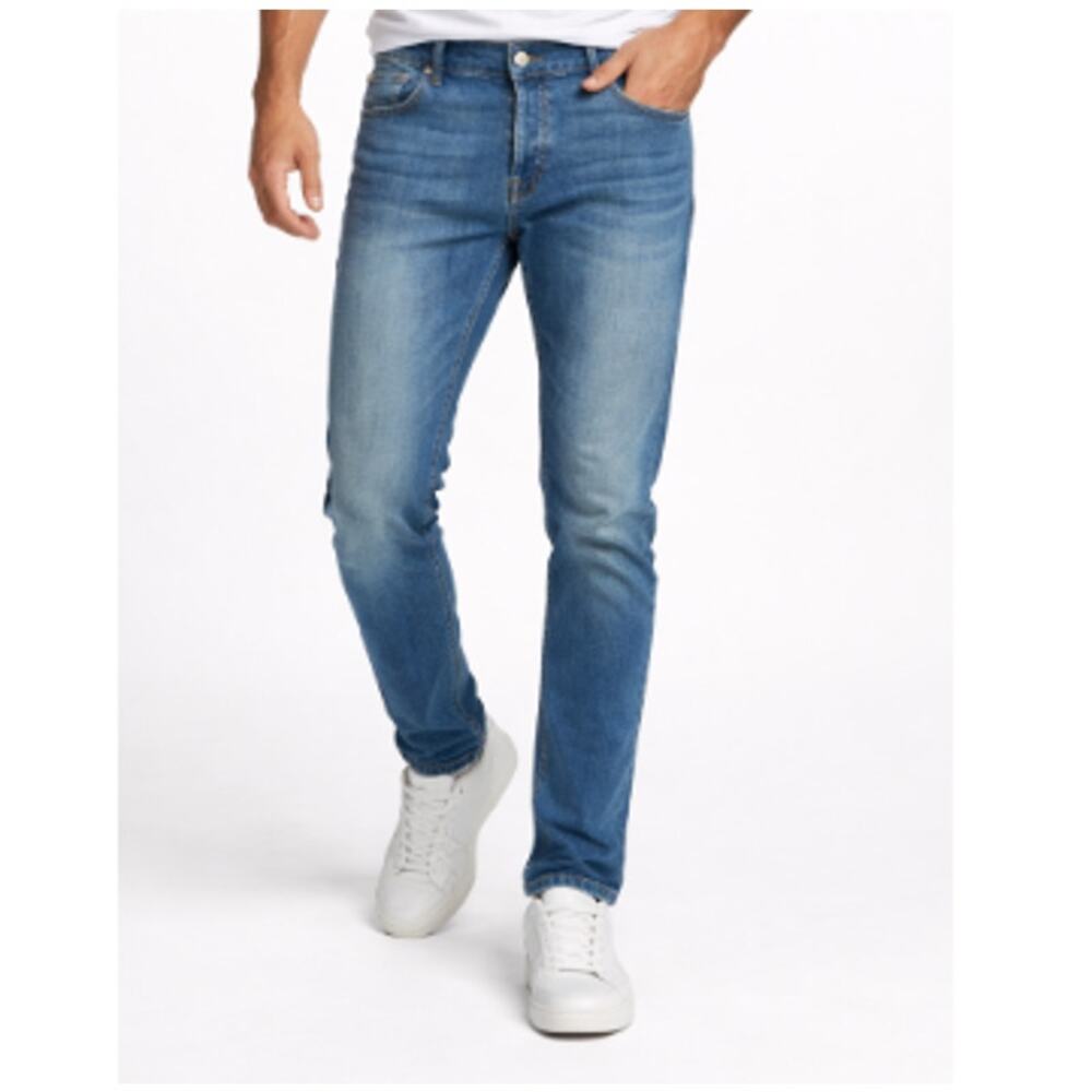 7 For All Mankind Men's Light Wash Slim-Fit Mid Rise Denim Jeans Size 32